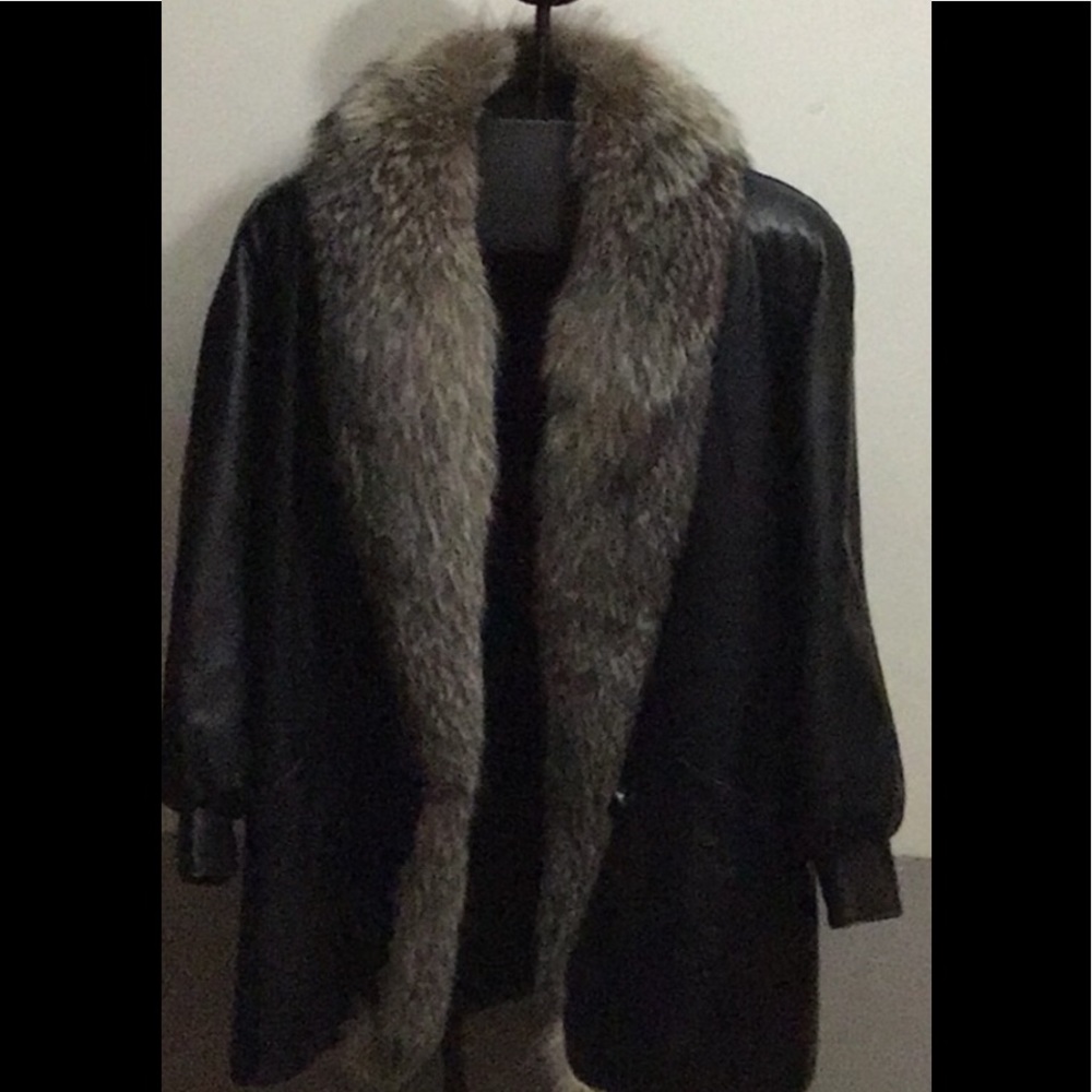 Fur lined Leather Coat